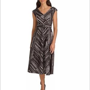 Calvin Klein Black and White Midi Dress